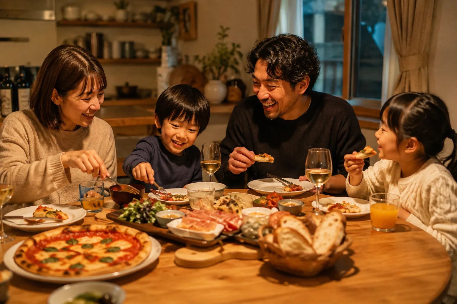 ご家族での食事のイメージ。大人も子どもも一緒に楽しめる食事シーン